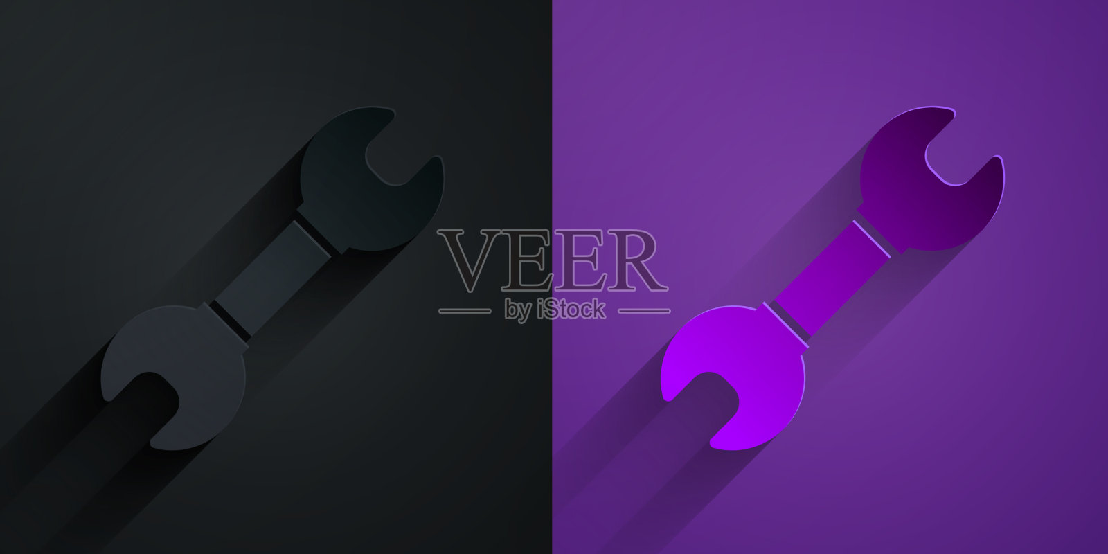 剪纸扳手扳手图标孤立的黑色插画图片素材