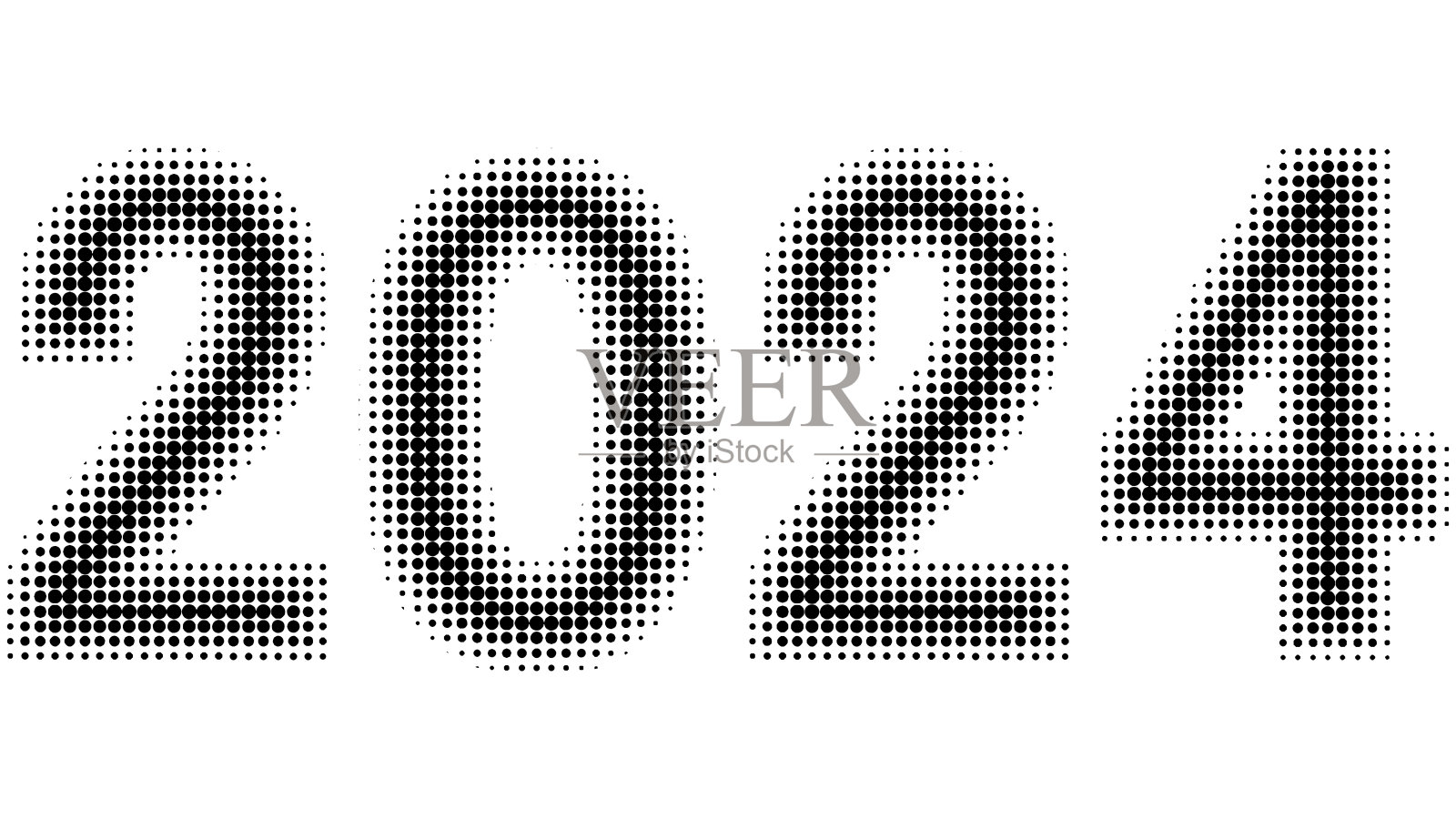 2024年新年半色调数字字体效果，2024年半色调24插画图片素材