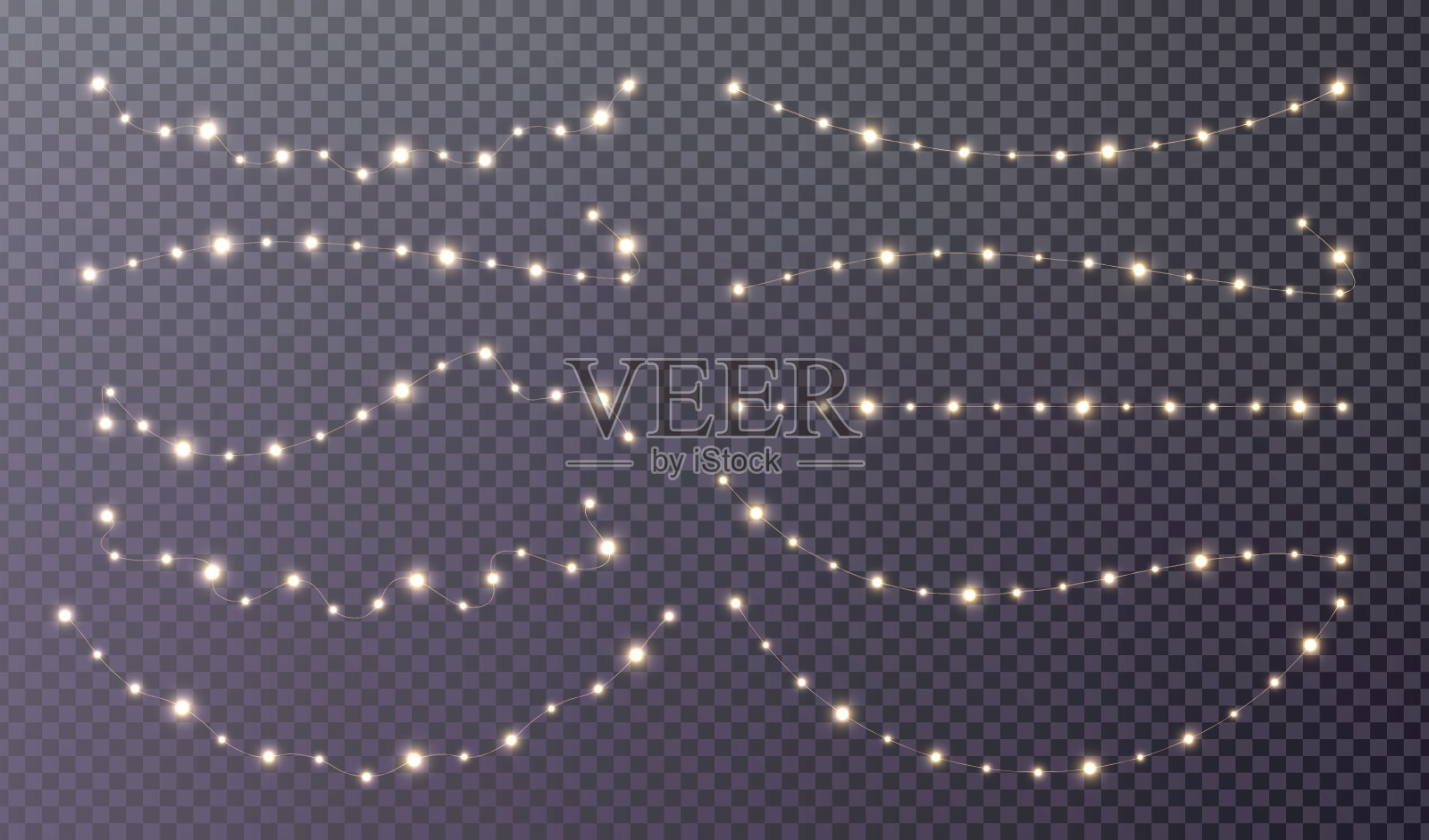 金色圣诞闪光小灯。插画图片素材