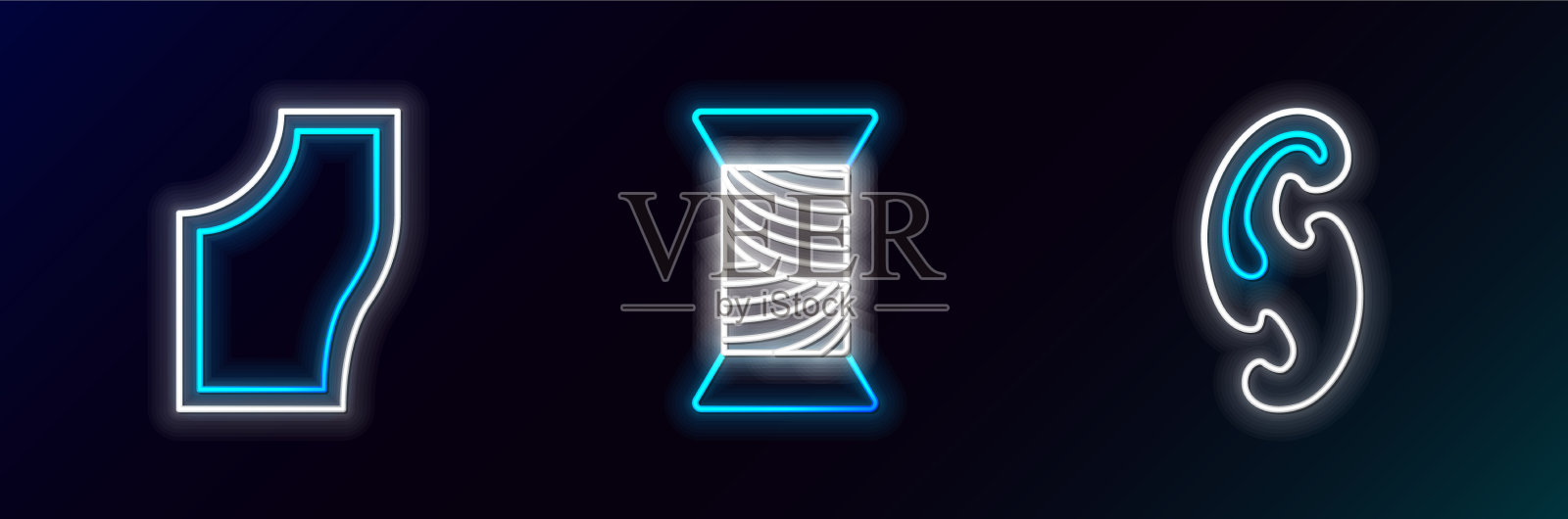 设置线法国曲线的缝纫图案和线插画图片素材