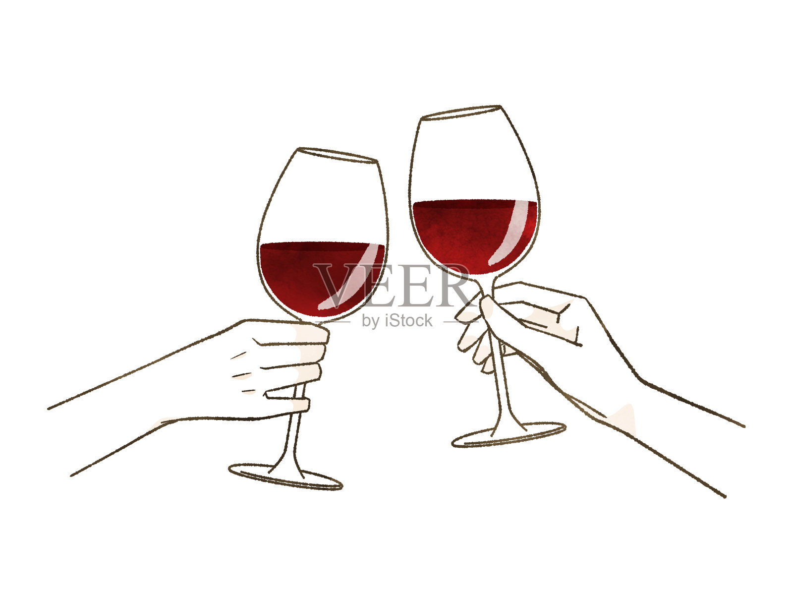 红酒干杯插画图片素材