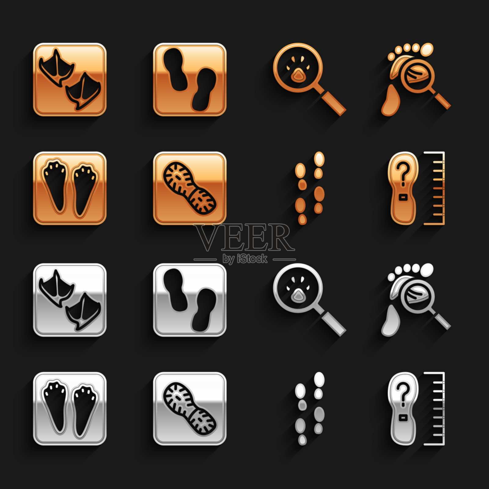 把人的脚印放在鞋里用放大镜放大插画图片素材