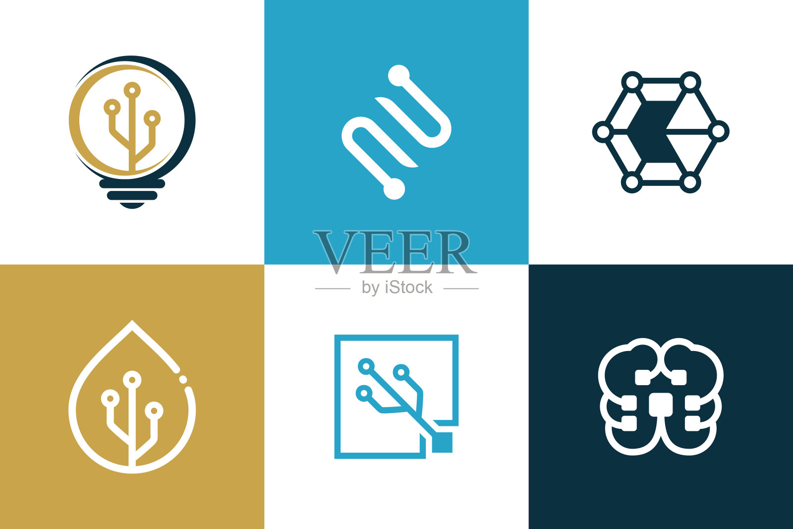 技术标志设计矢量集合与创意元素的概念插画图片素材