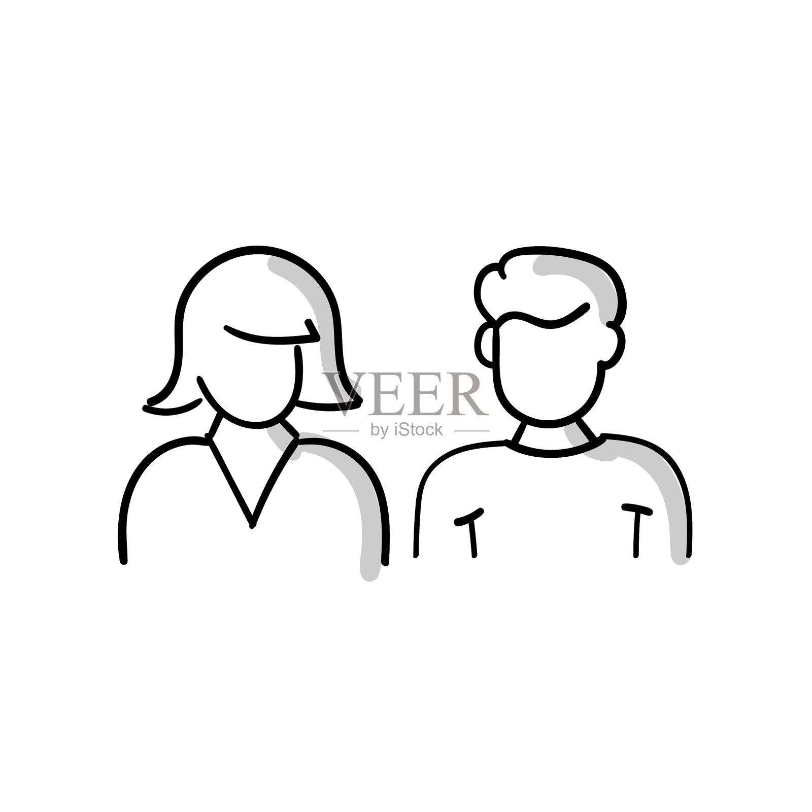 一对素描涂鸦矢量图标与可编辑的笔触。Icon适用于网页设计、移动应用、UI、UX和GUI设计。插画图片素材