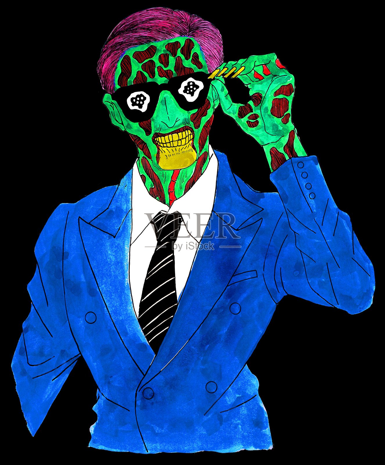 僵尸在西装的剪贴画插画图片素材