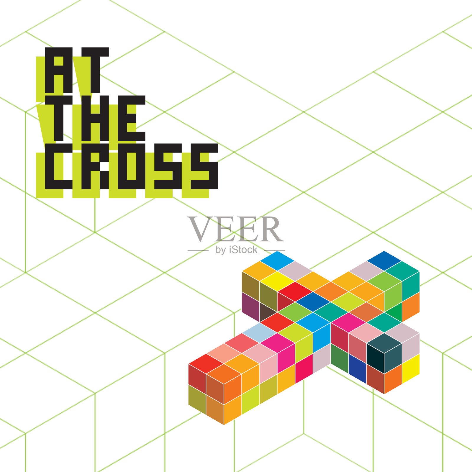 在十字3D立方体颜色几何插画图片素材