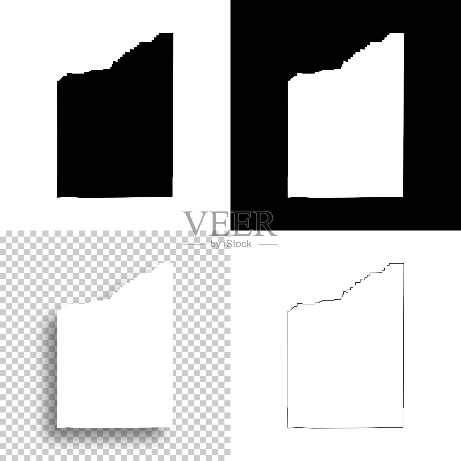 俄勒冈州杰克逊县。设计地图。空白，白色和黑色背景插画图片素材