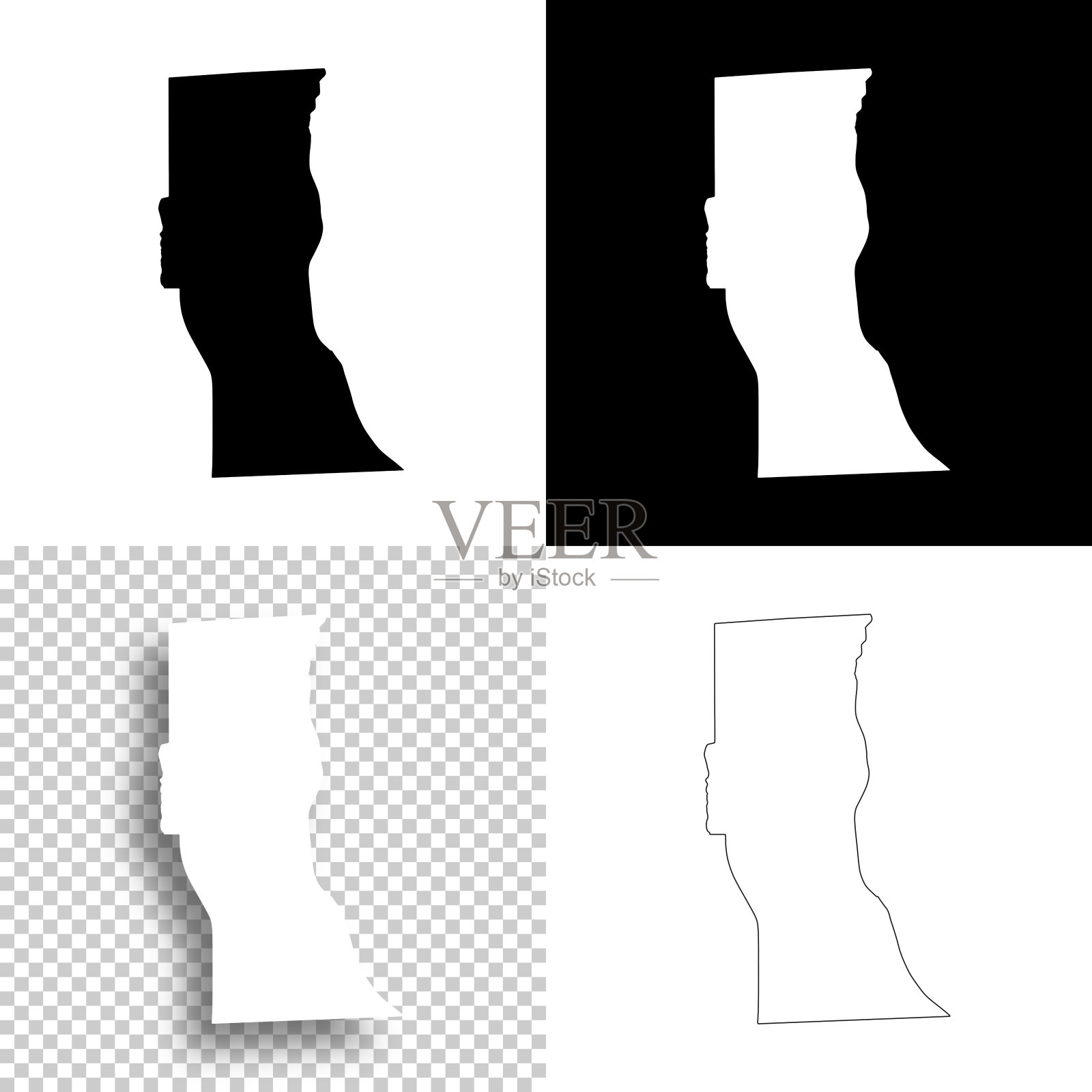 纽约塞内卡县。设计地图。空白，白色和黑色背景插画图片素材