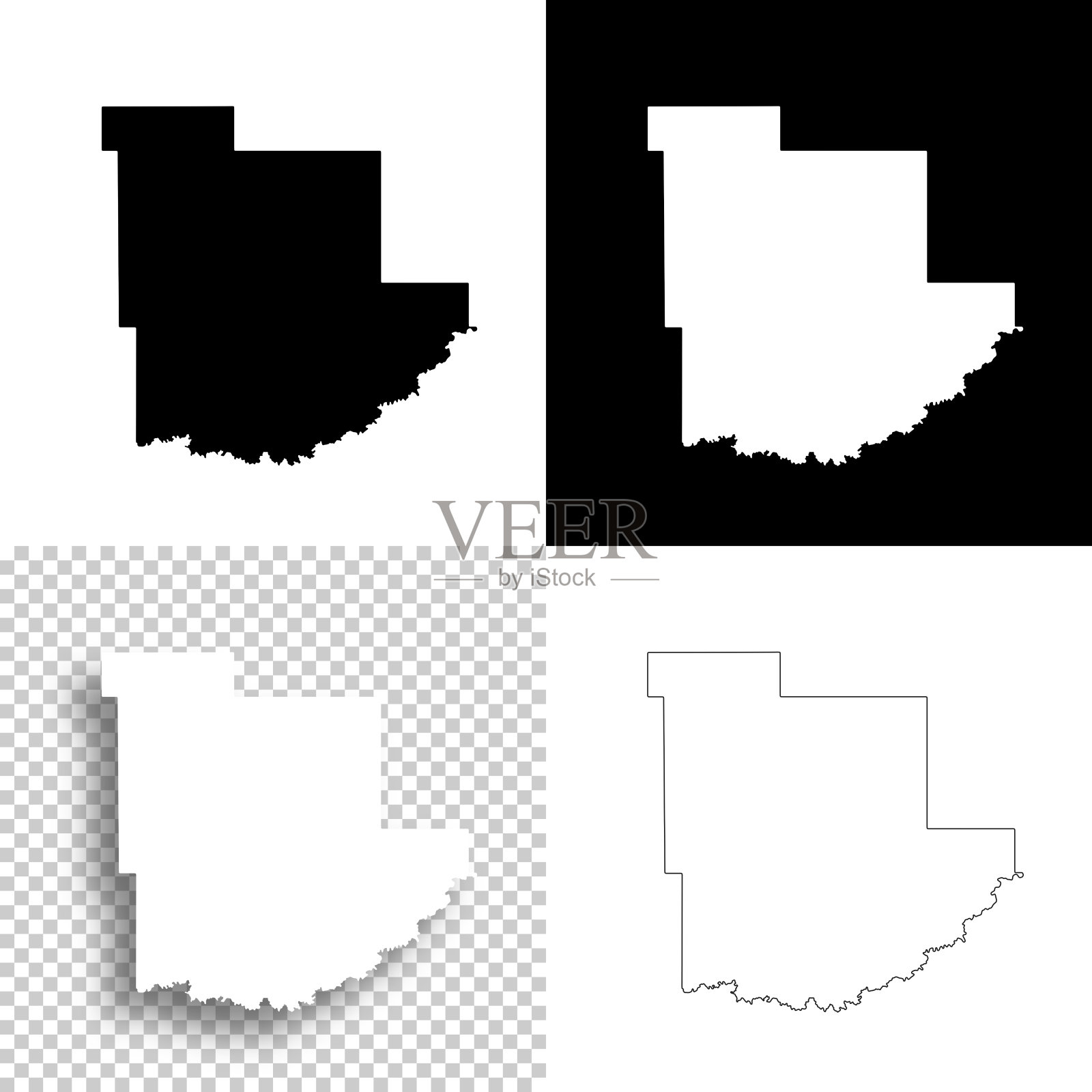 格兰特县，北达科他州。设计地图。空白，白色和黑色背景插画图片素材