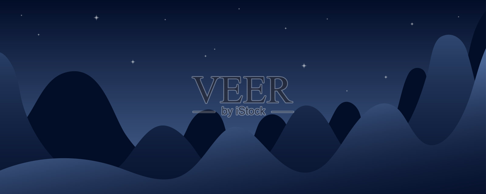 山，星星，风景，背景。插画图片素材