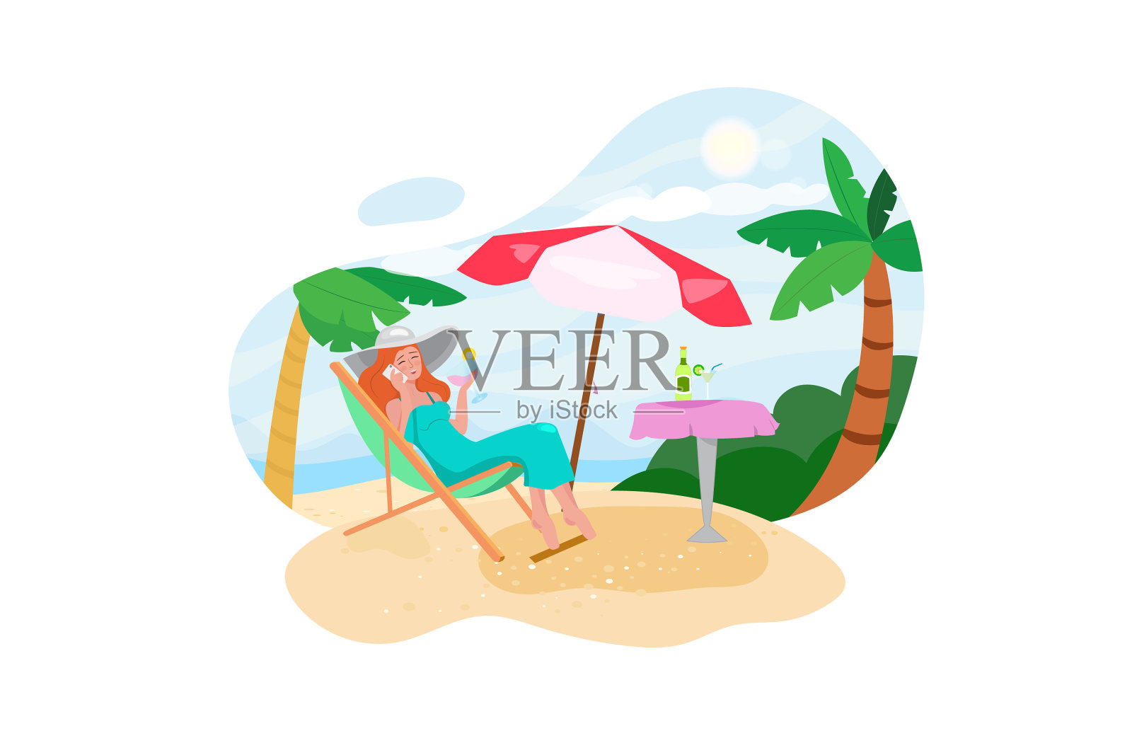 夏季旅游沙滩度假概念旅行者设计元素图片