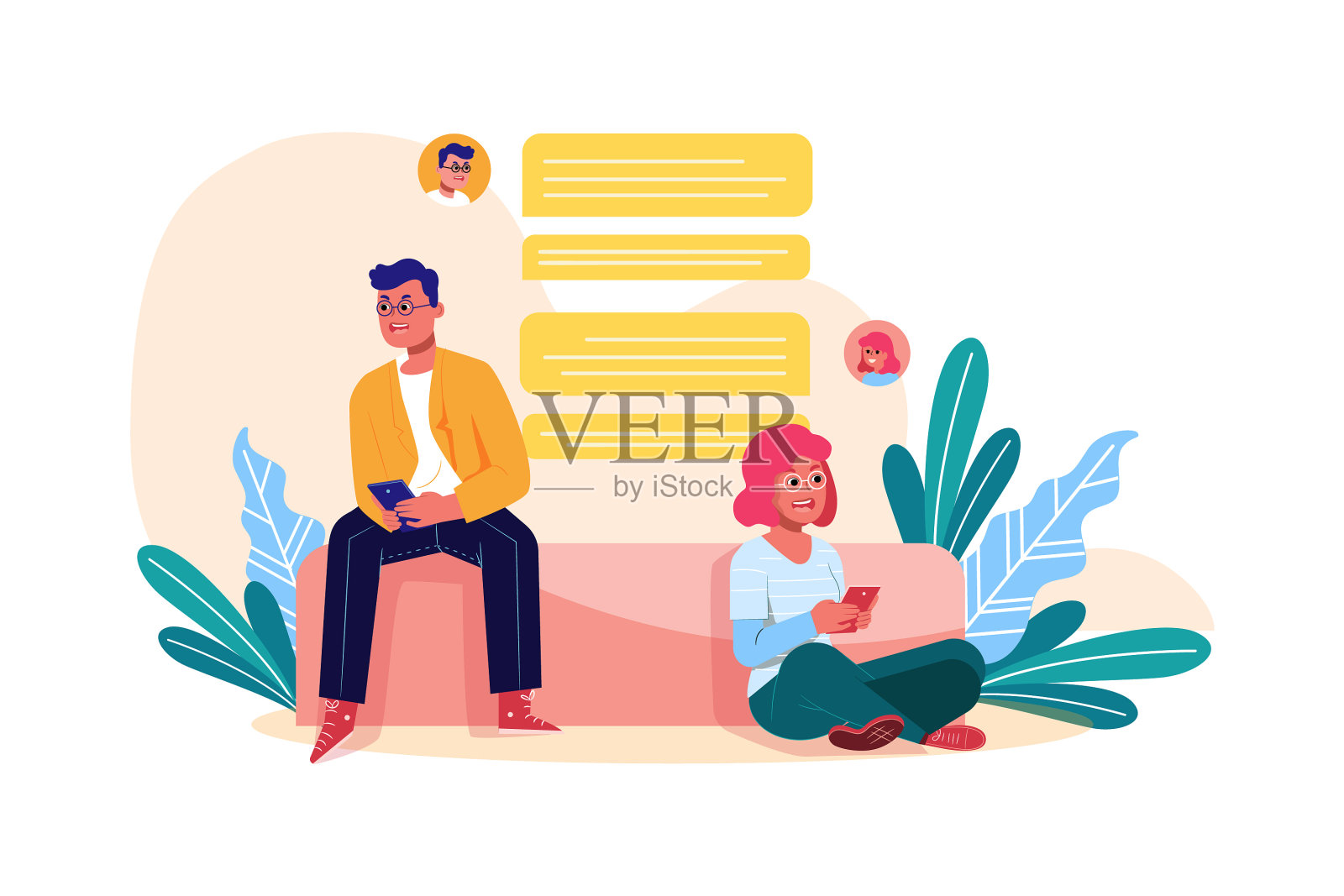 参考一个拿着手机的男人的朋友概念设计元素图片