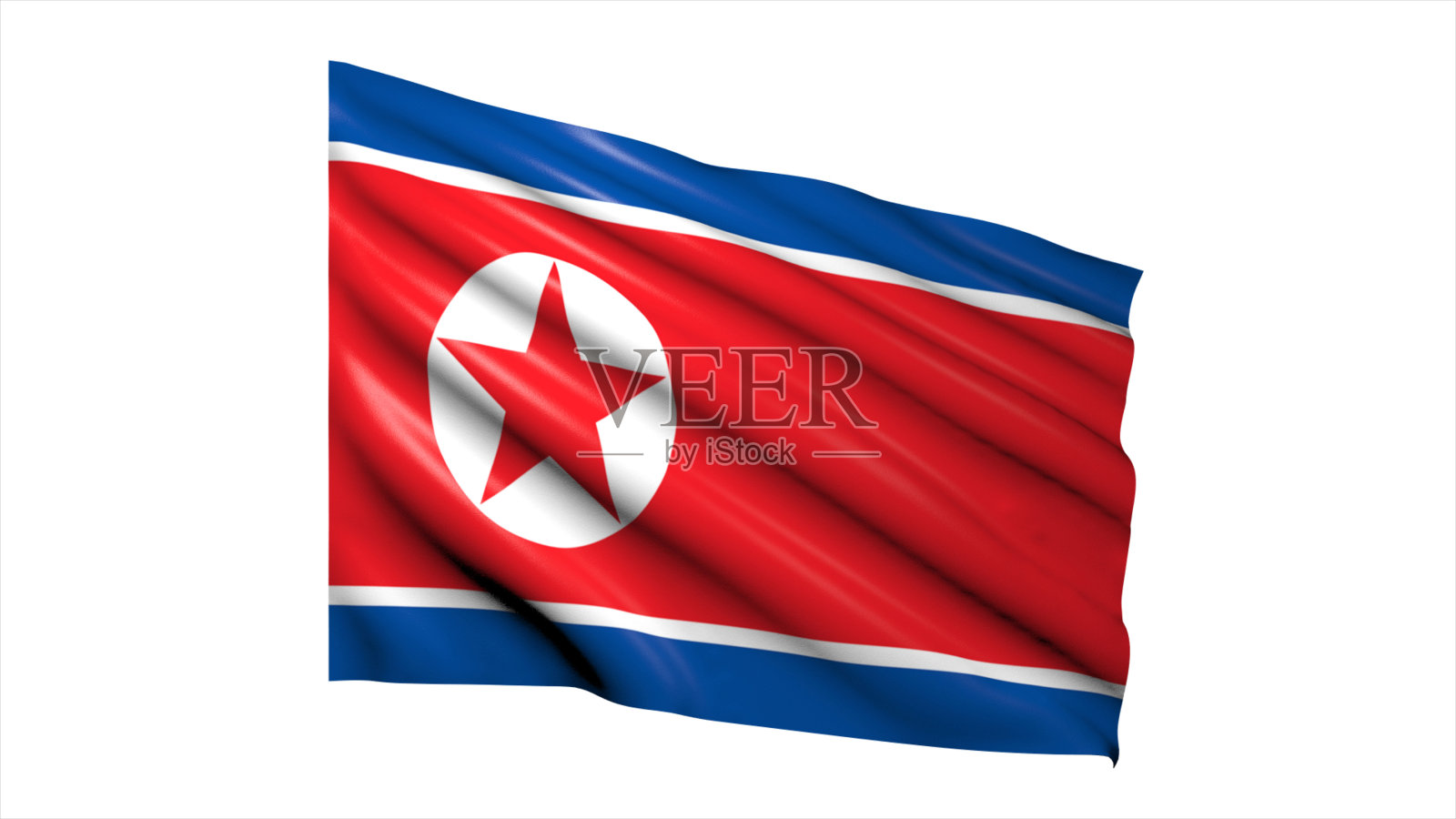 白底朝鲜国旗。照片摄影图片