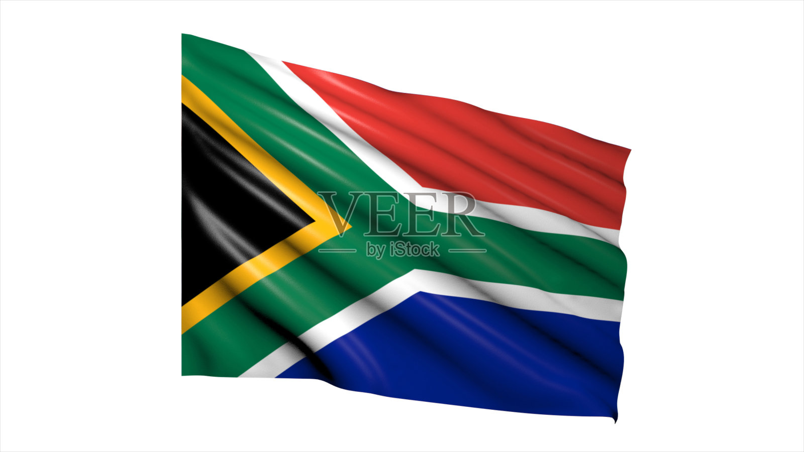 白底南非国旗。照片摄影图片