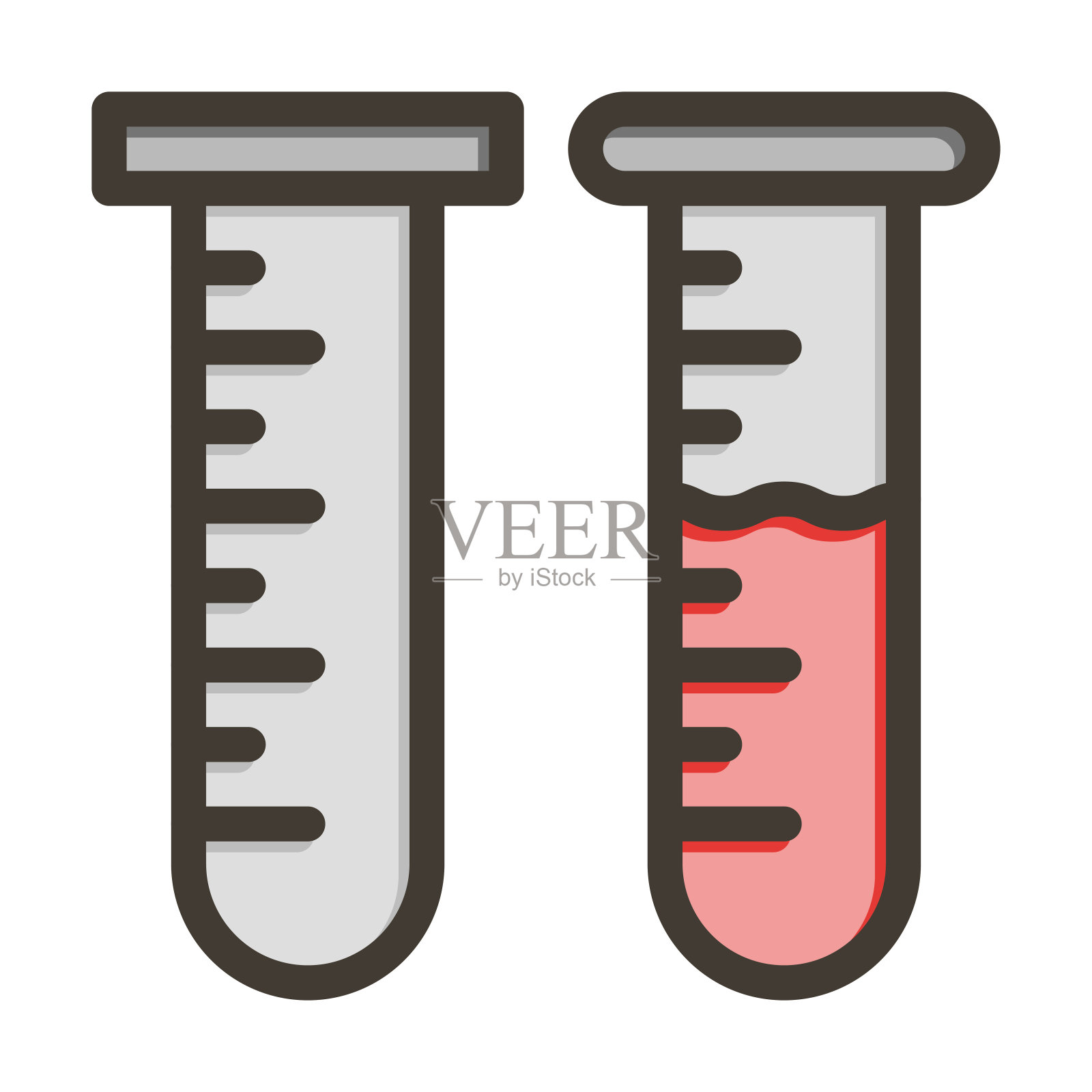 试管矢量粗线填充颜色图标为个人和商业用途。插画图片素材