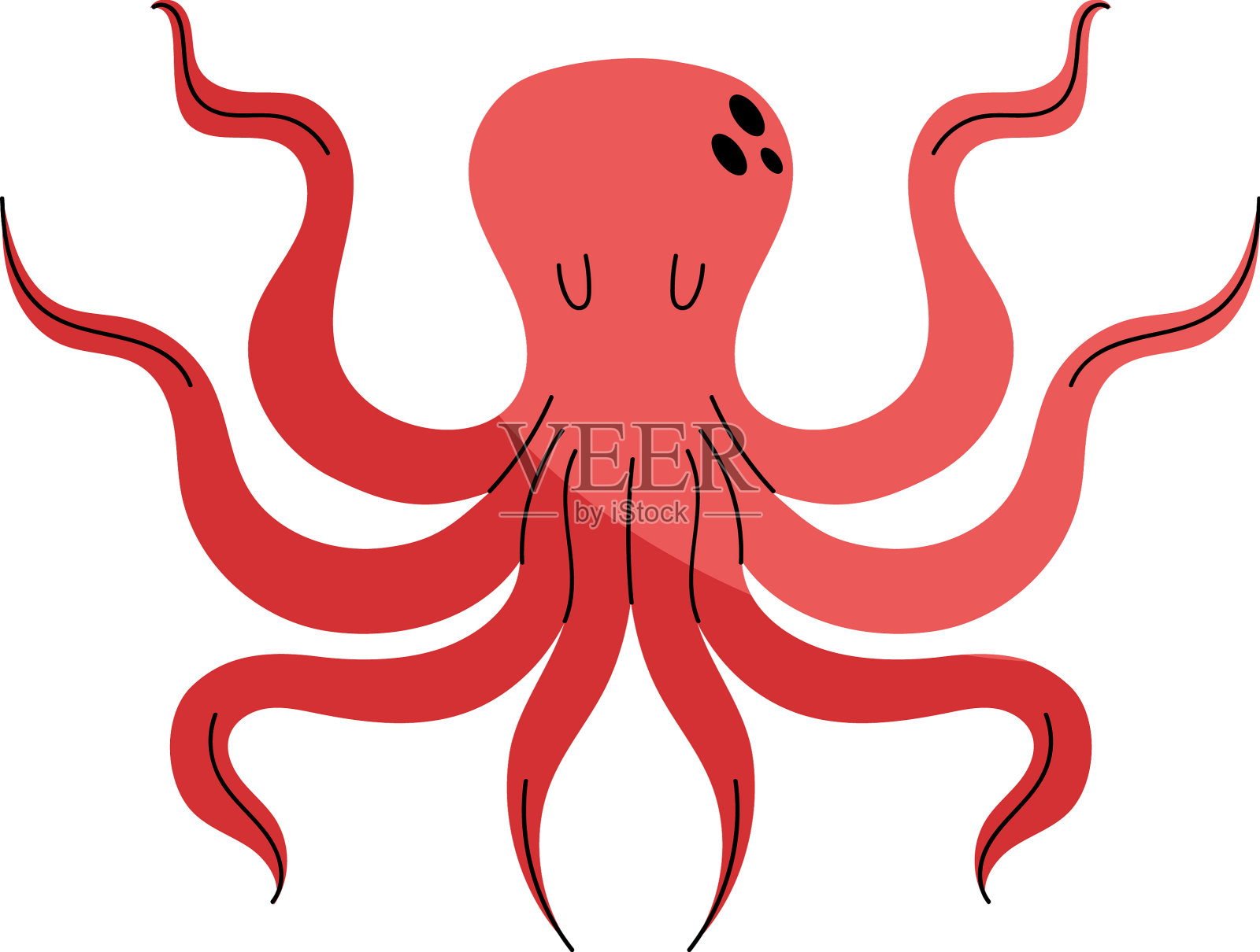 红色的章鱼设计元素图片