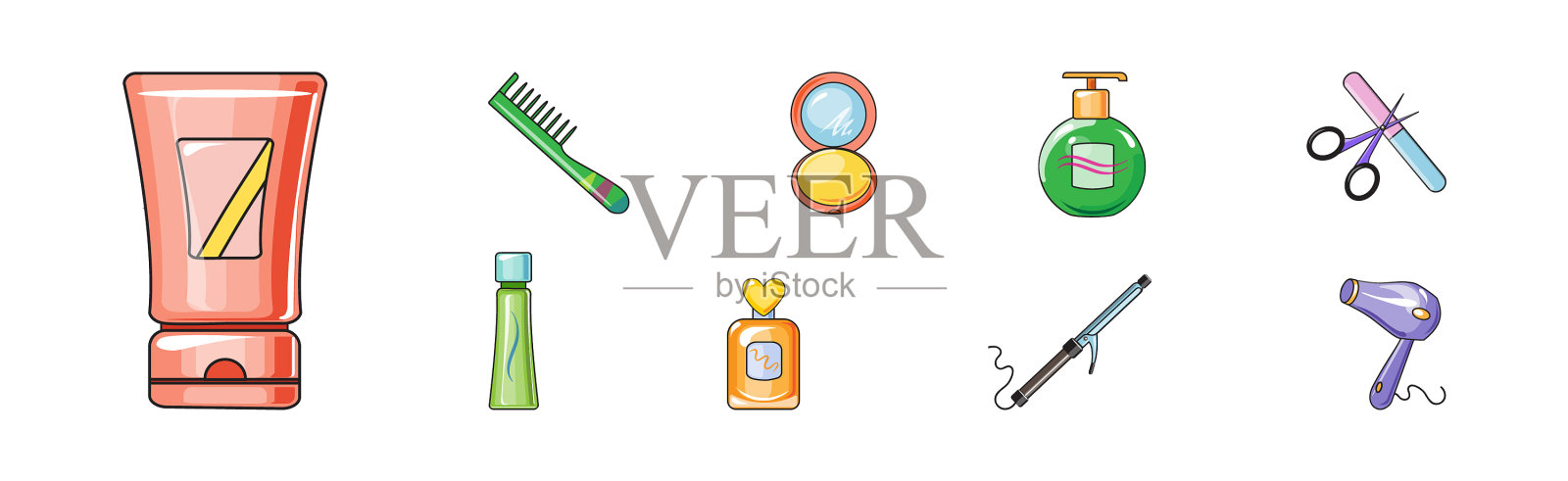 女性美容用品及美容配件插画图片素材