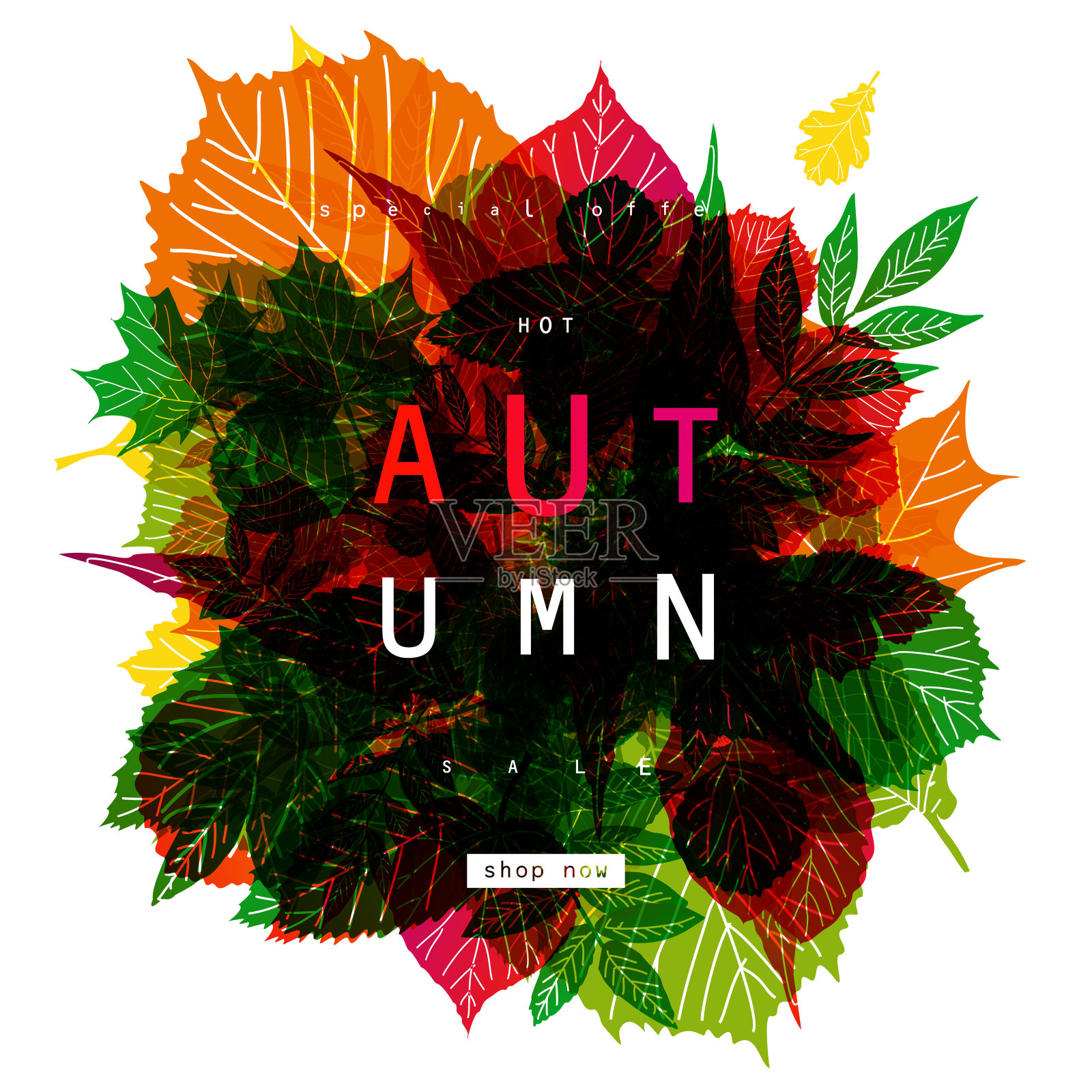 关于秋季大减价的广告。插画图片素材