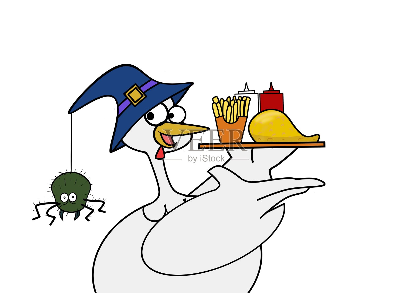 万圣节炸鸡插画图片素材