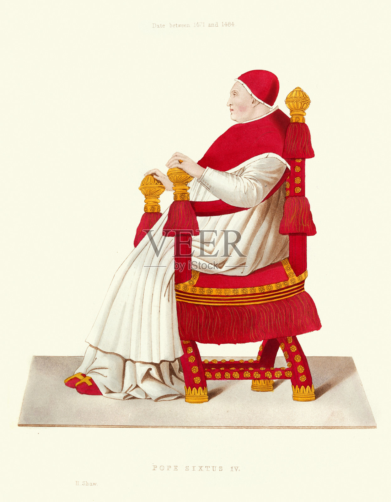 教皇西克斯图斯四世天主教会的领袖和15世纪教皇国的统治者插画图片素材
