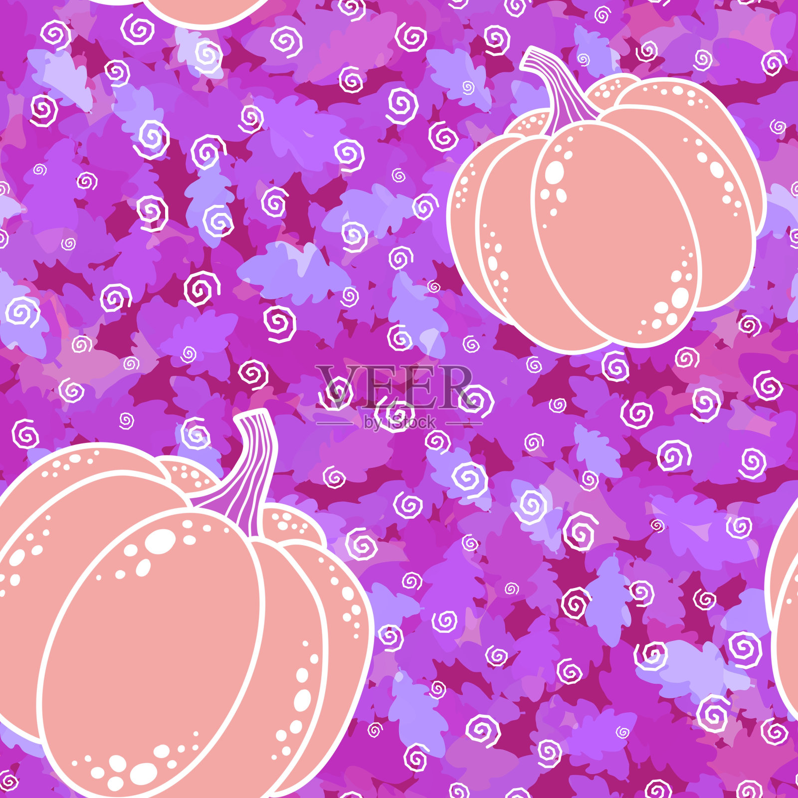 万圣节无缝南瓜图案用于织物和纺织品及包装插画图片素材