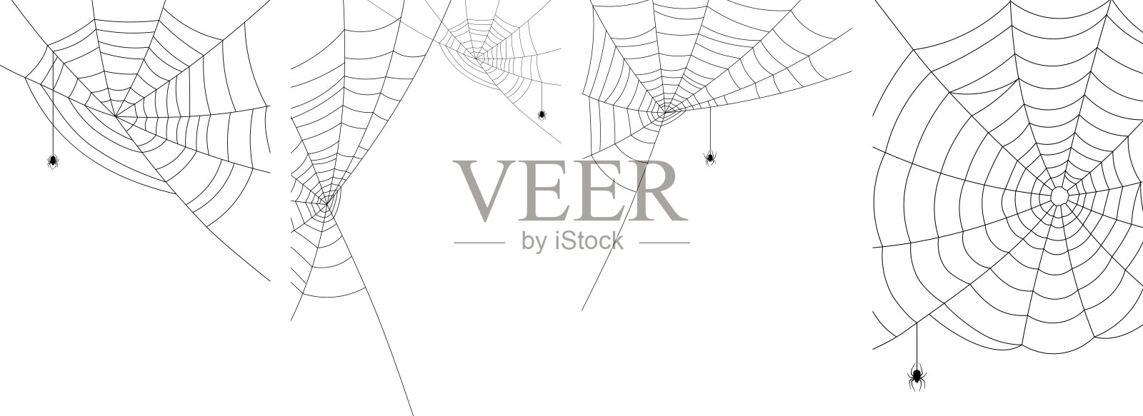 蜘蛛和网。背景与空间的万圣节横幅插画图片素材