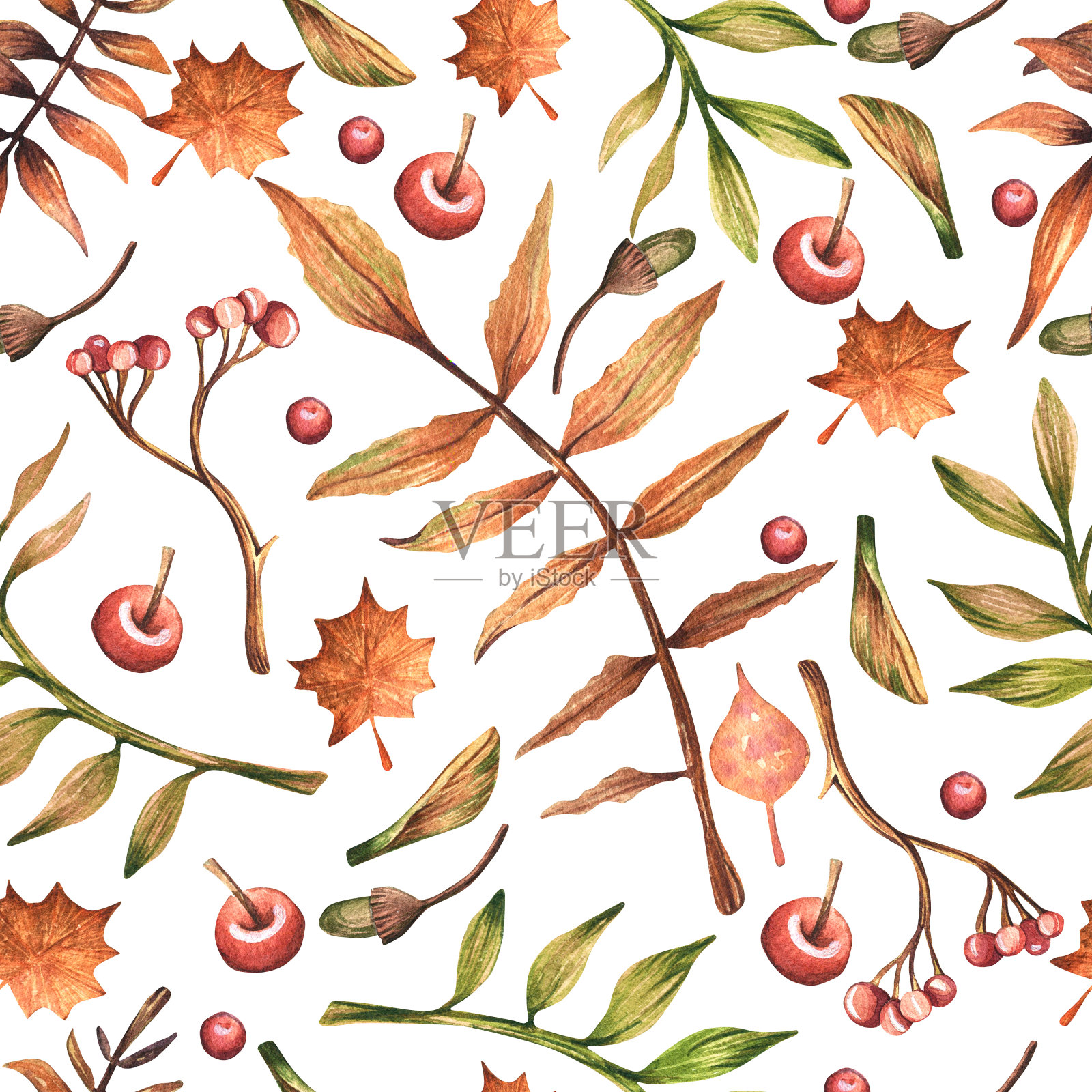 无缝水彩图案。插画图片素材