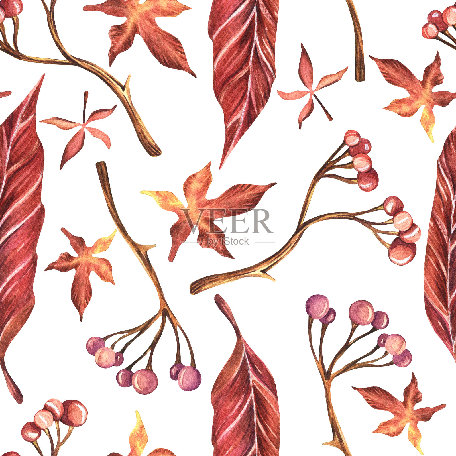 无缝水彩图案。插画图片素材