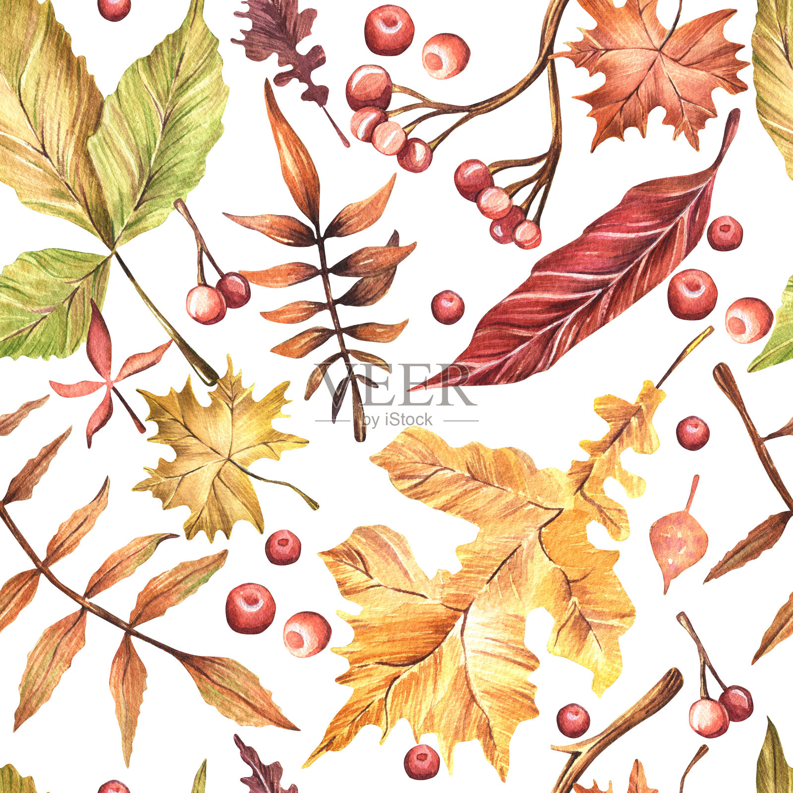 无缝水彩图案。插画图片素材