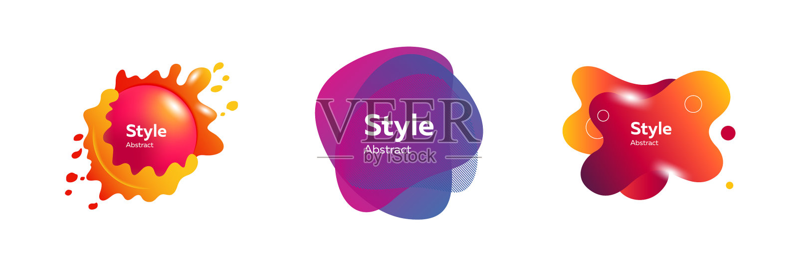 彩色独特的波浪斑点拼贴插画图片素材