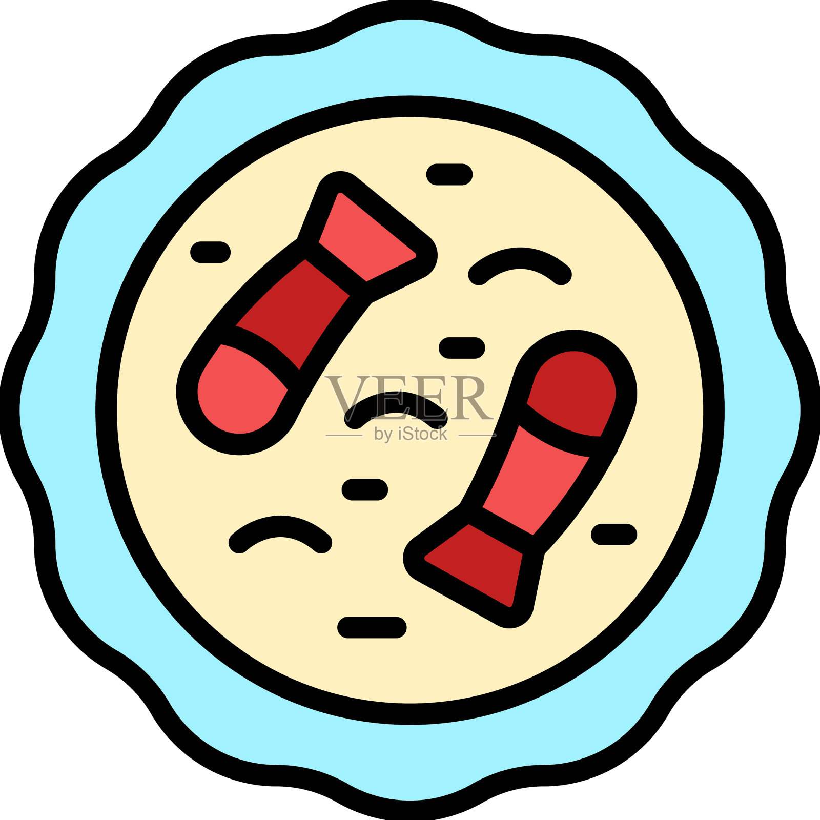 鱼肉饭图标扁平插画图片素材