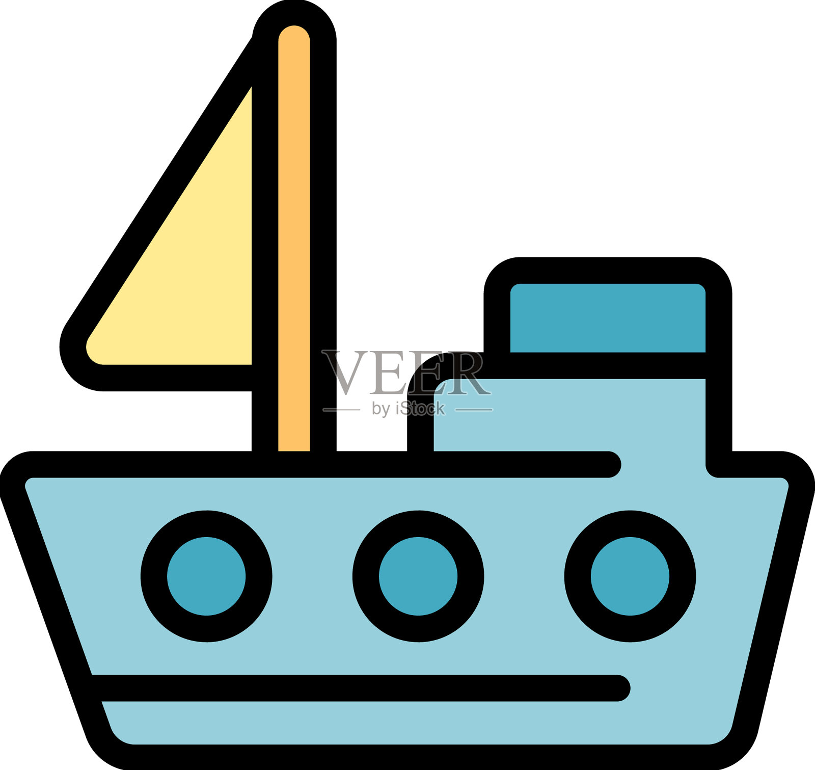 水上安全船图标平插画图片素材