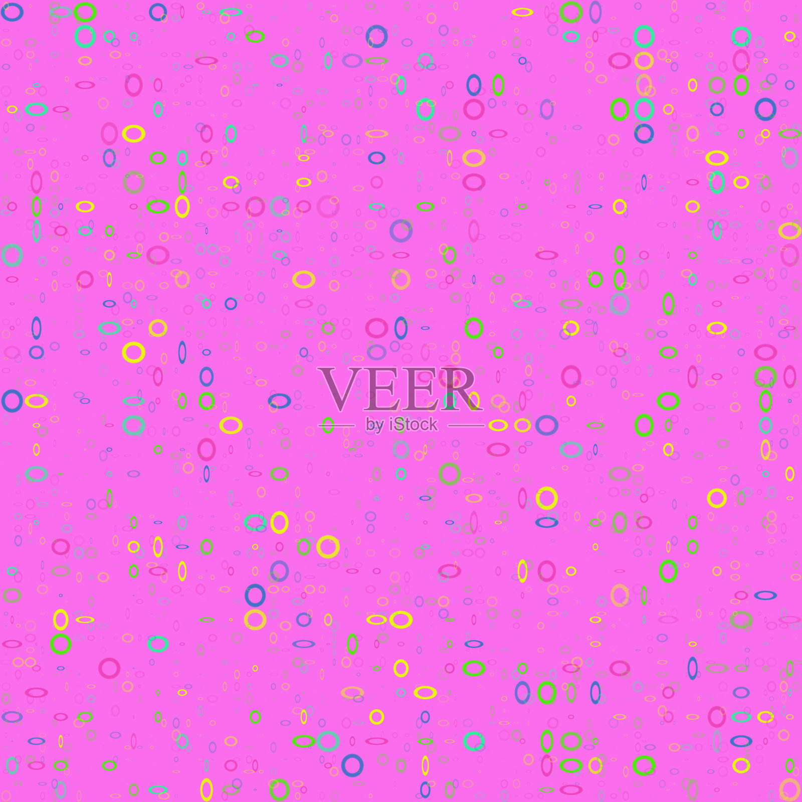 光栅插图。无缝背景从多色环在一个紫色的背景。插画图片素材