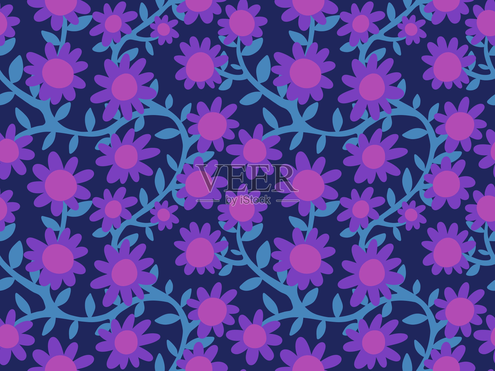 用于织物和纺织品的无缝花卉图案插画图片素材