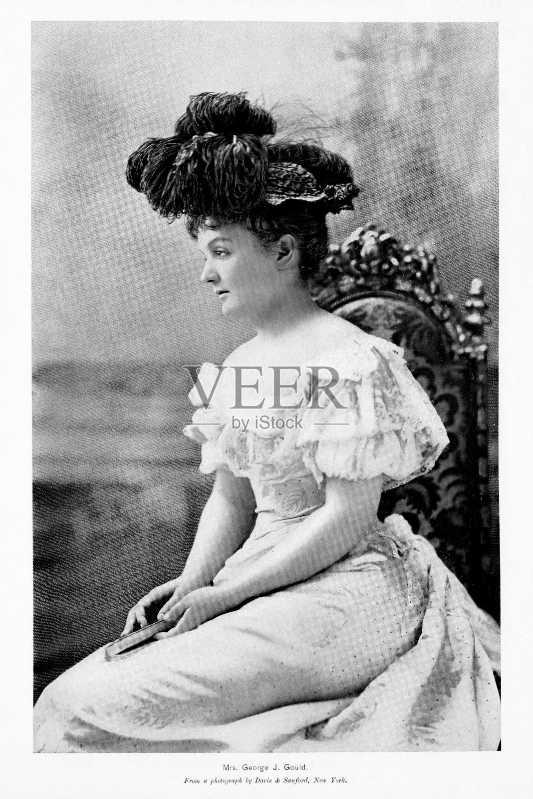 伊迪丝·玛丽·金登·古尔德照片肖像，女演员和社会名流，纽约州，美国，19-20世纪的美国历史插画图片素材