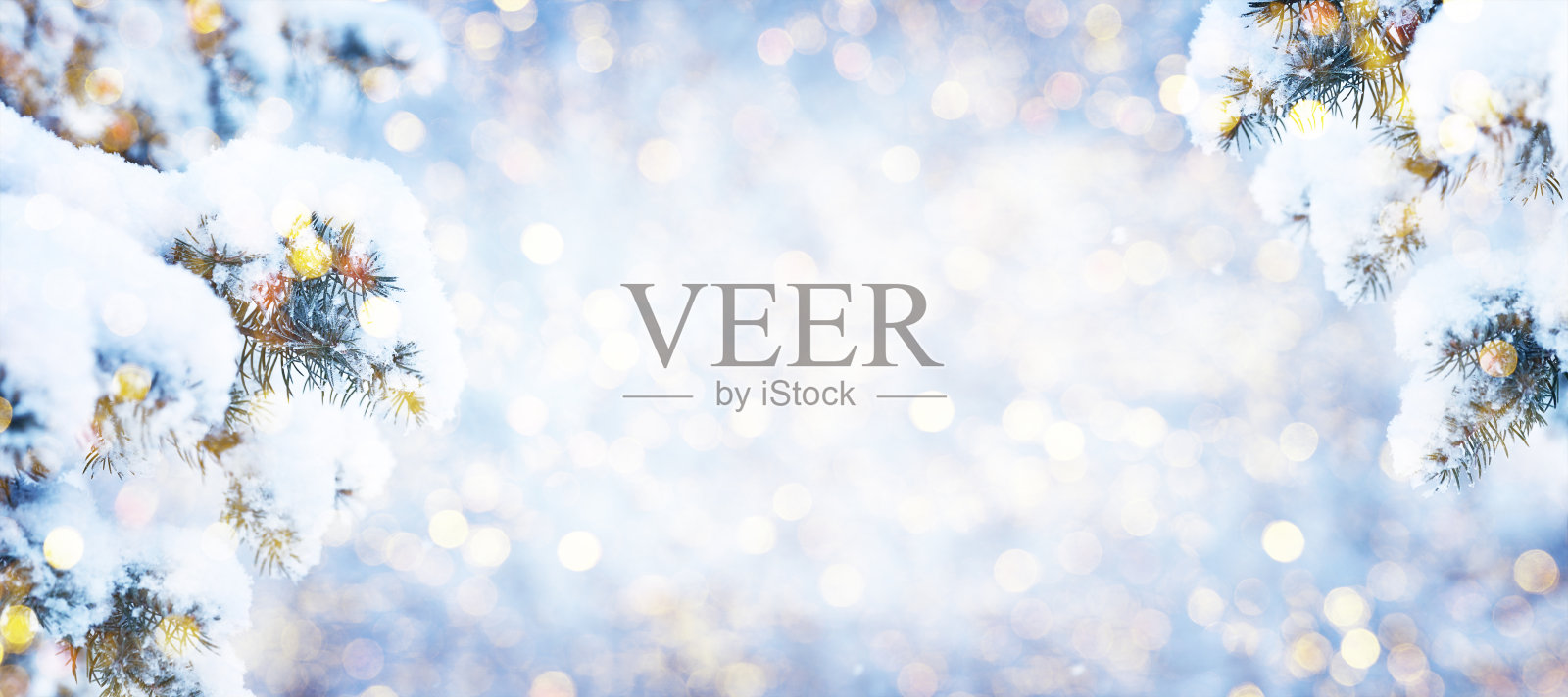 圣诞以冬夜迷离的花环灯为背景，节日以喜庆为背景。照片摄影图片