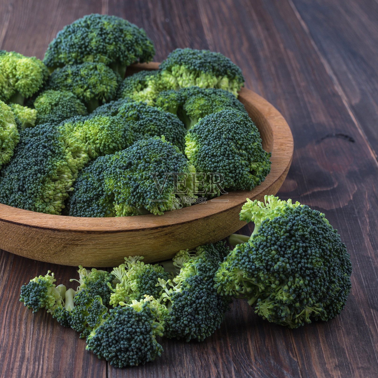 大量的西兰花有利于饮食和健康饮食。新鲜的绿西兰花放在桌子上。西兰花富含维生素。蔬菜的饮食和健康饮食。有机食品。照片摄影图片