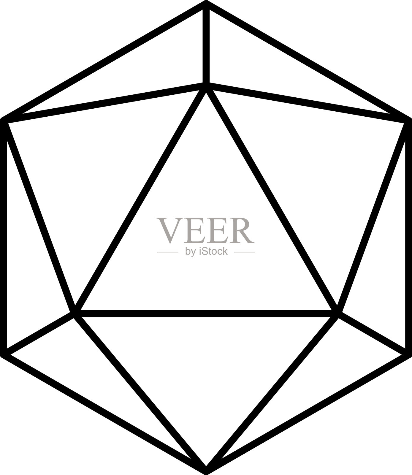 几何水晶图标黑线多边形形状设计元素图片