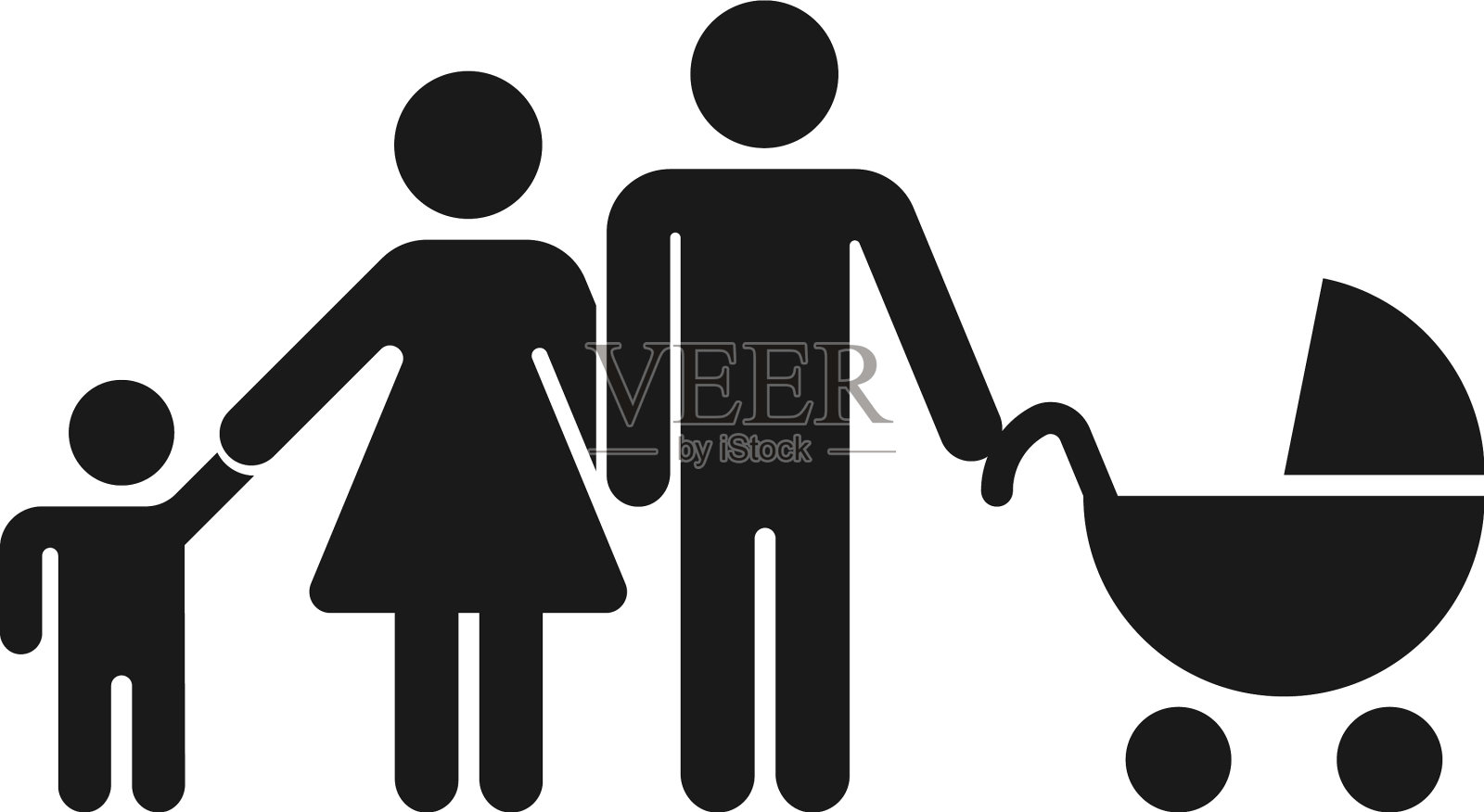 父母和孩子黑色图标幸福的家庭象形图设计元素图片