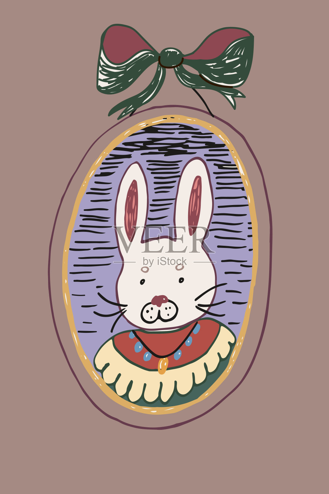 动物滑稽的脸肖像画廊矢量插图。插画图片素材