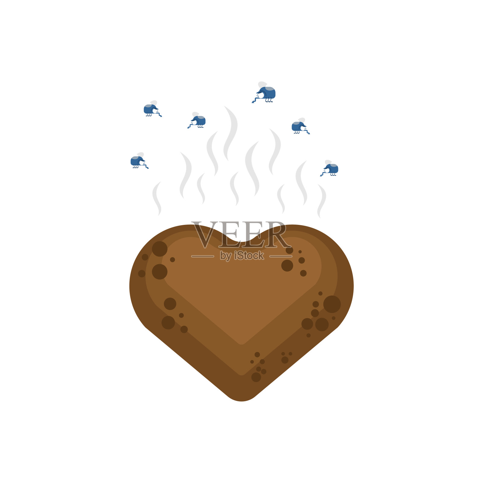 狗屎的爱情。粪便的心。失败的爱情观念插画图片素材