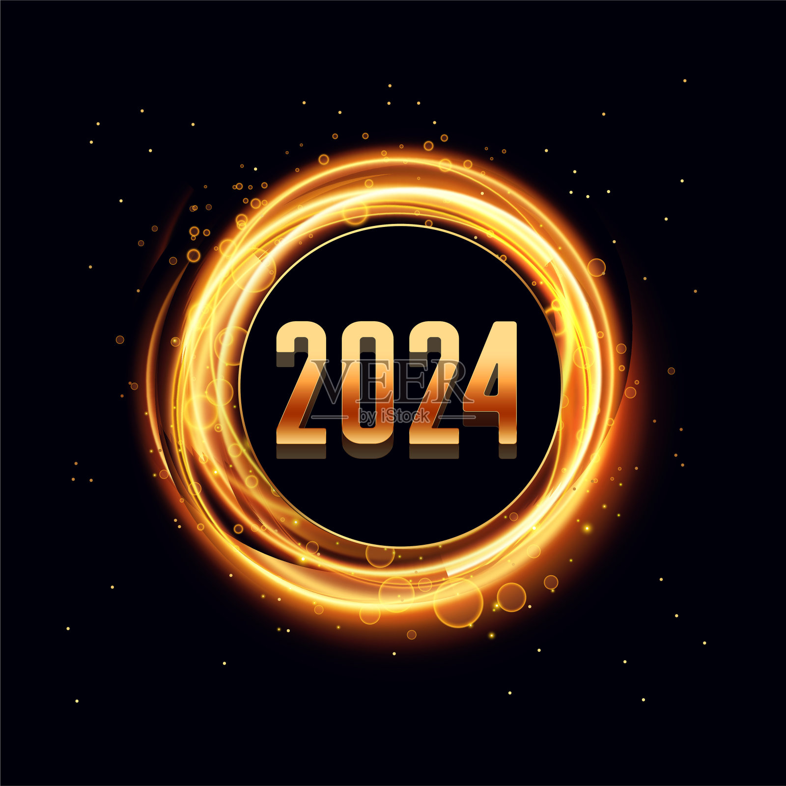 2024年新年背景，金色条纹插画图片素材