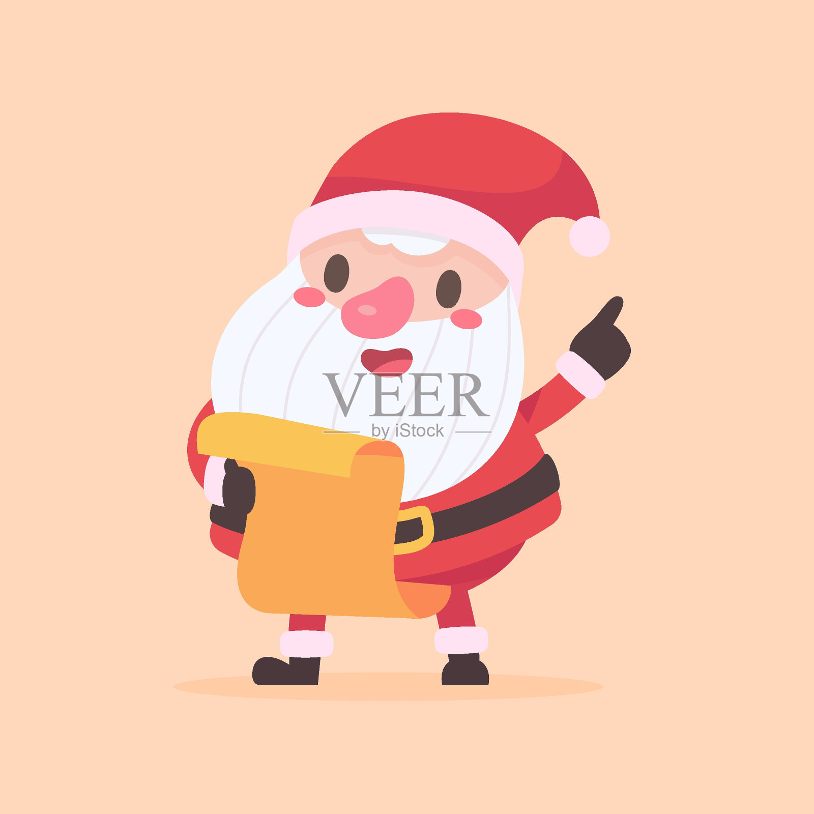 圣诞老人礼品盒和圣诞贺卡的装饰元素插画图片素材