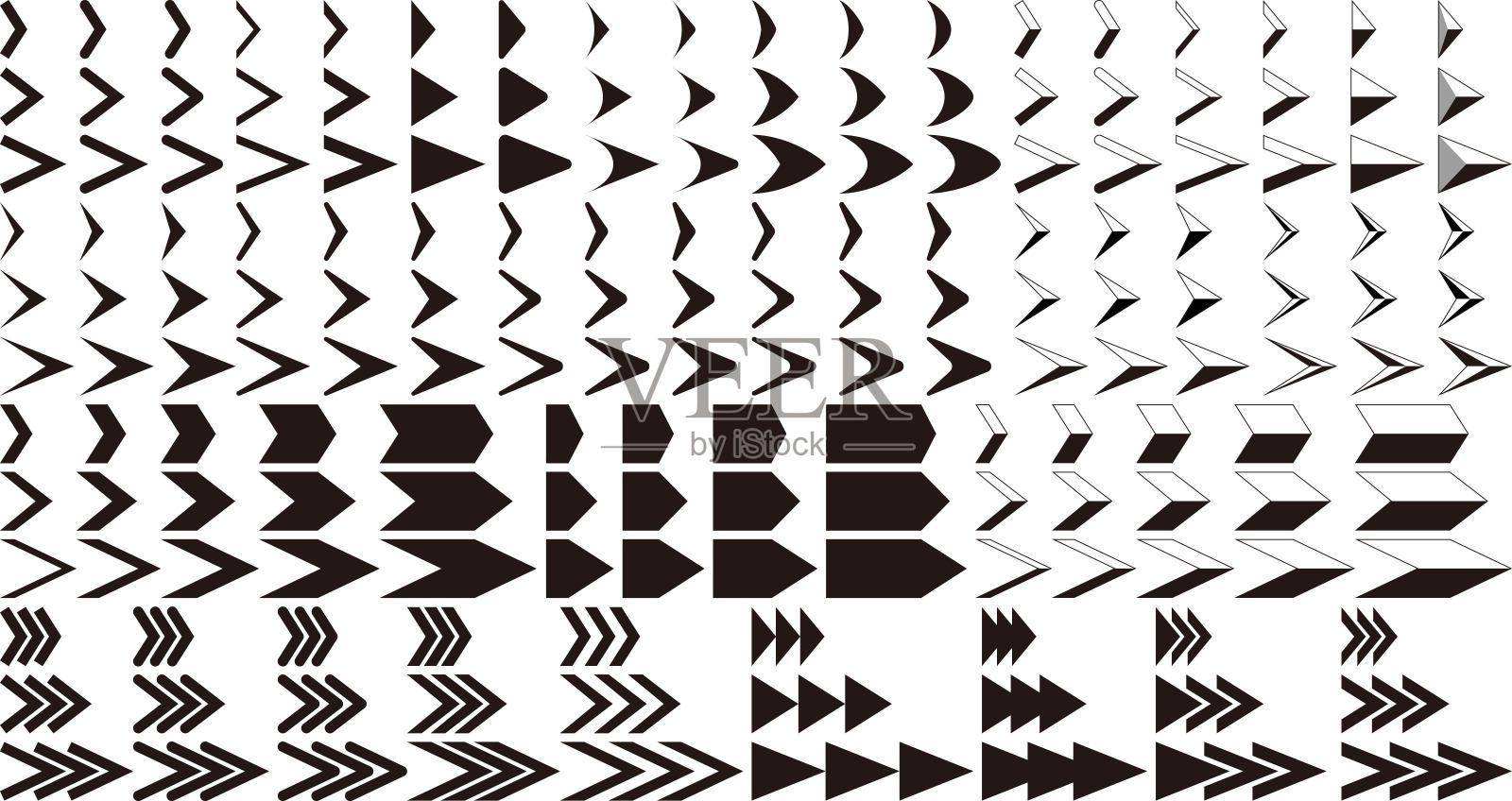 矢量图标集的箭头和三角形箭头符号。插画图片素材