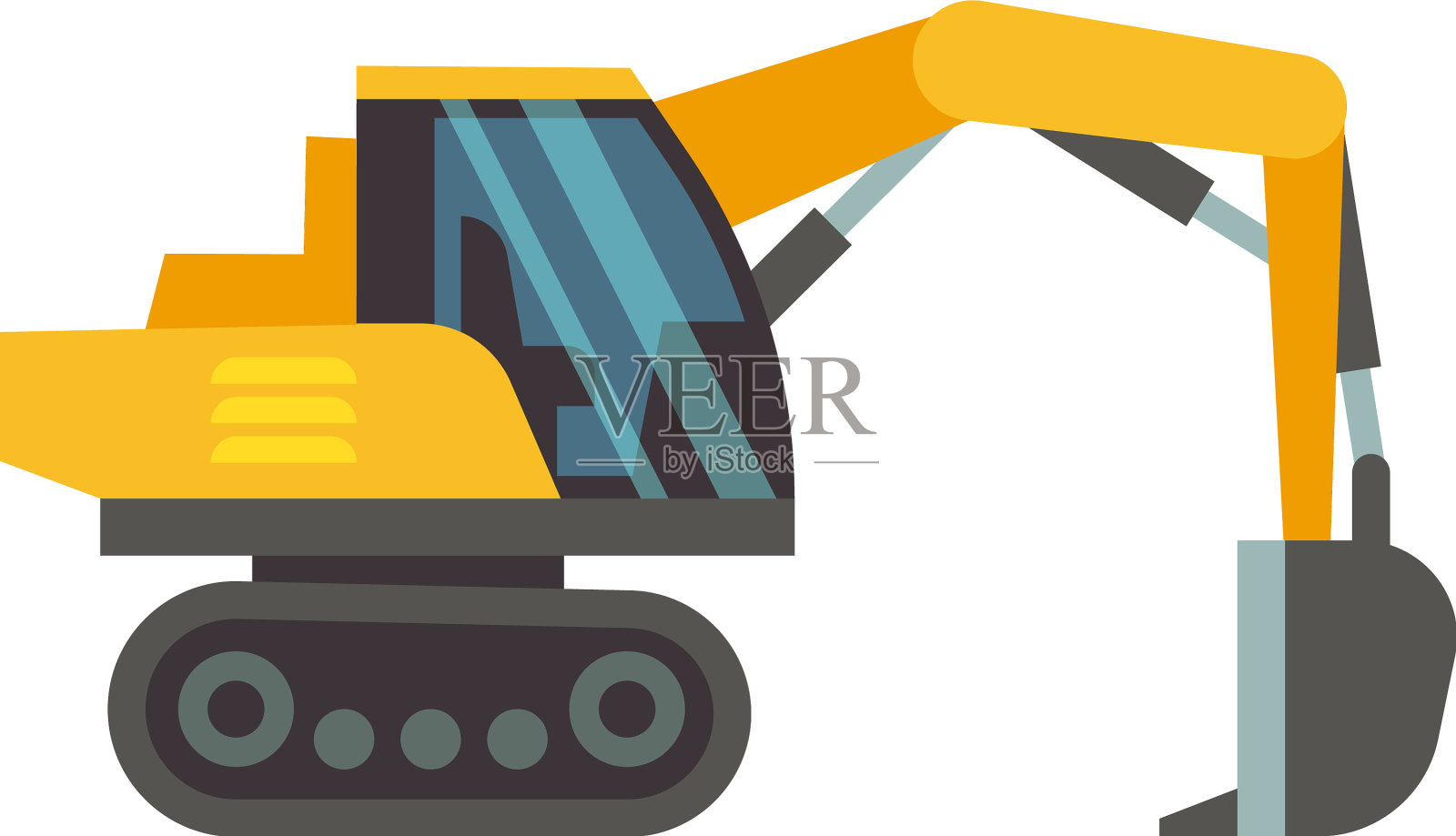 挖掘机平图标挖掘推土机侧视图设计元素图片