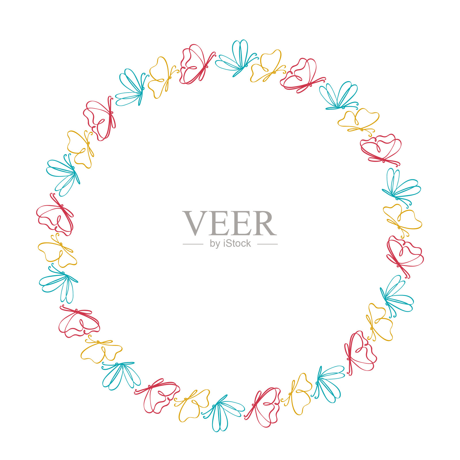 亮蝴蝶线风格插画图片素材