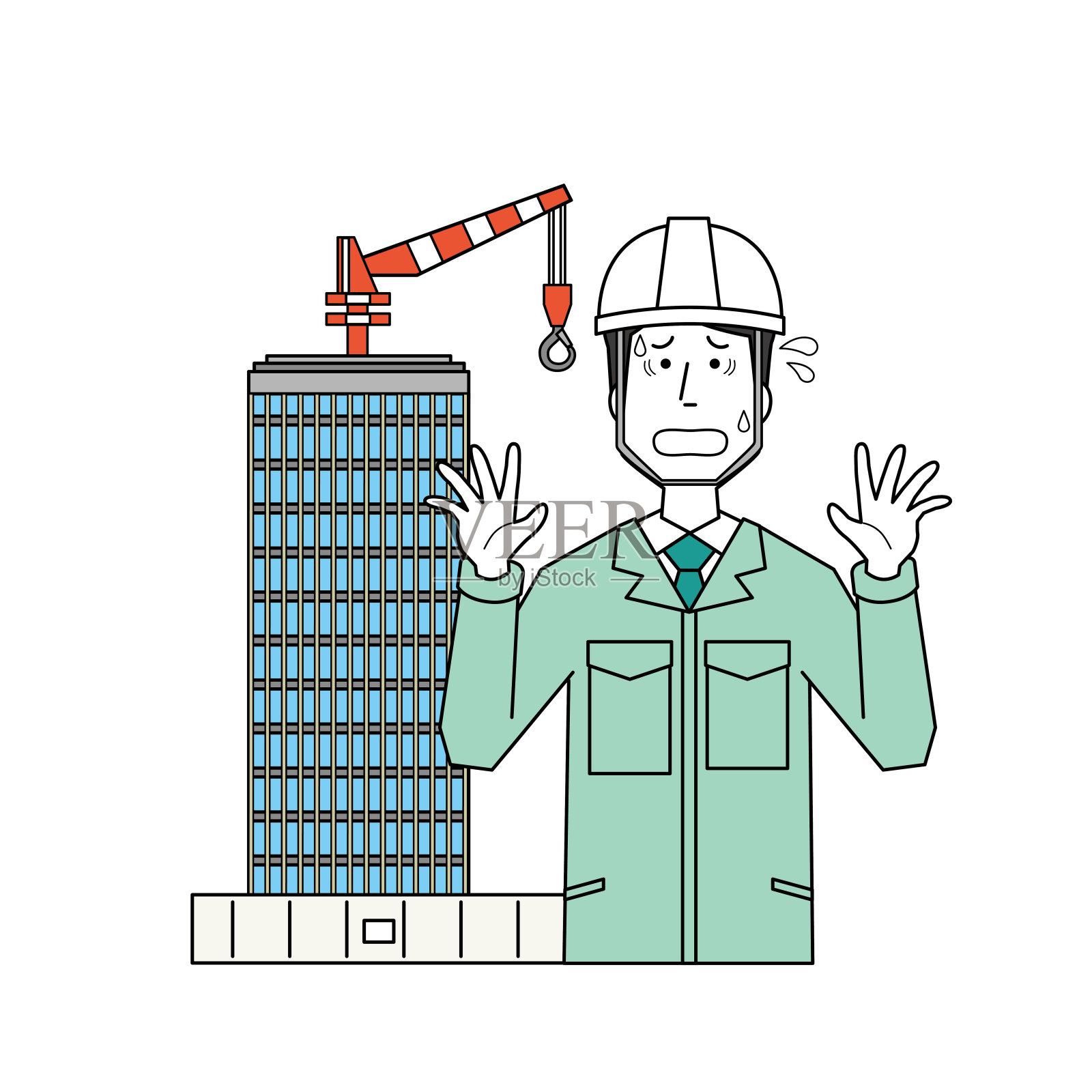 大楼施工人员很着急插画图片素材