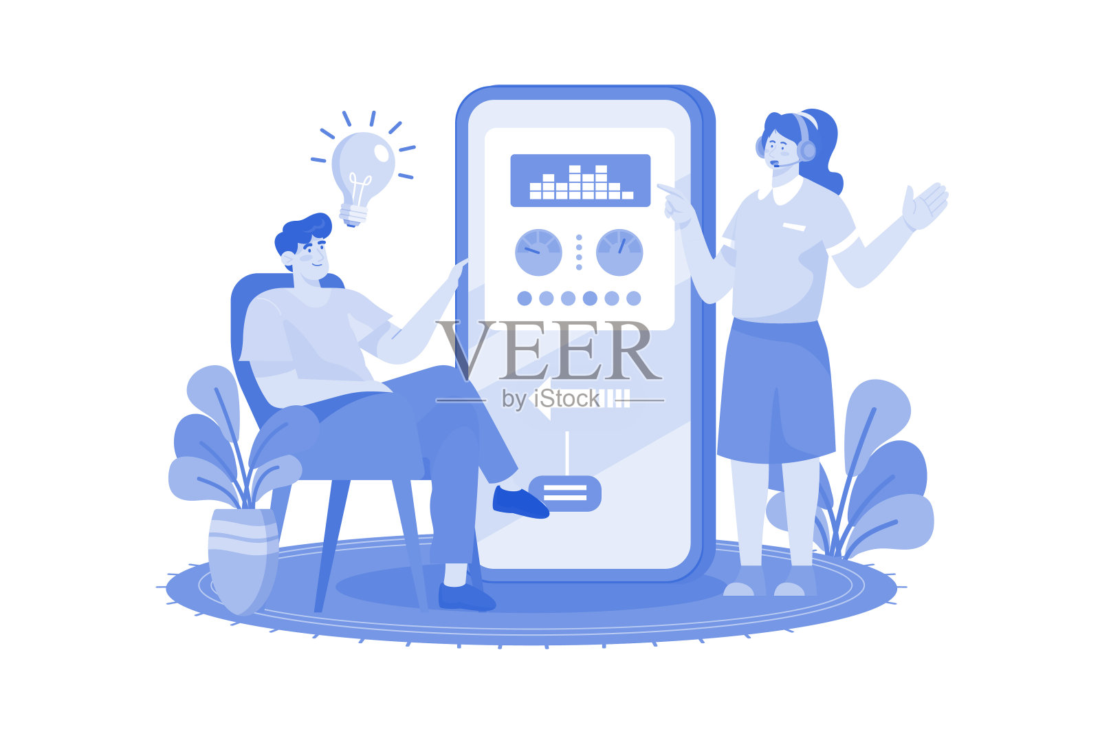 培训专员为客户提供产品培训。插画图片素材