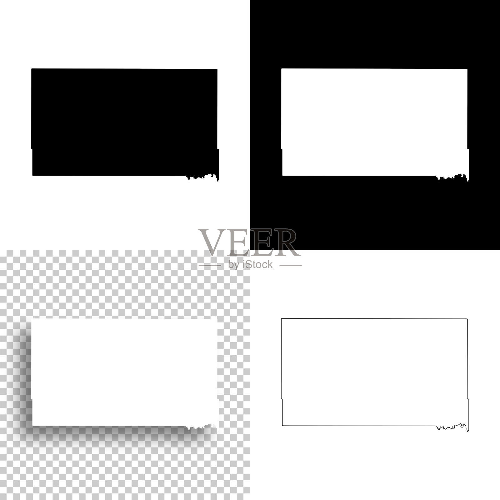 俄克拉荷马州瓦希塔县。设计地图。空白，白色和黑色背景插画图片素材