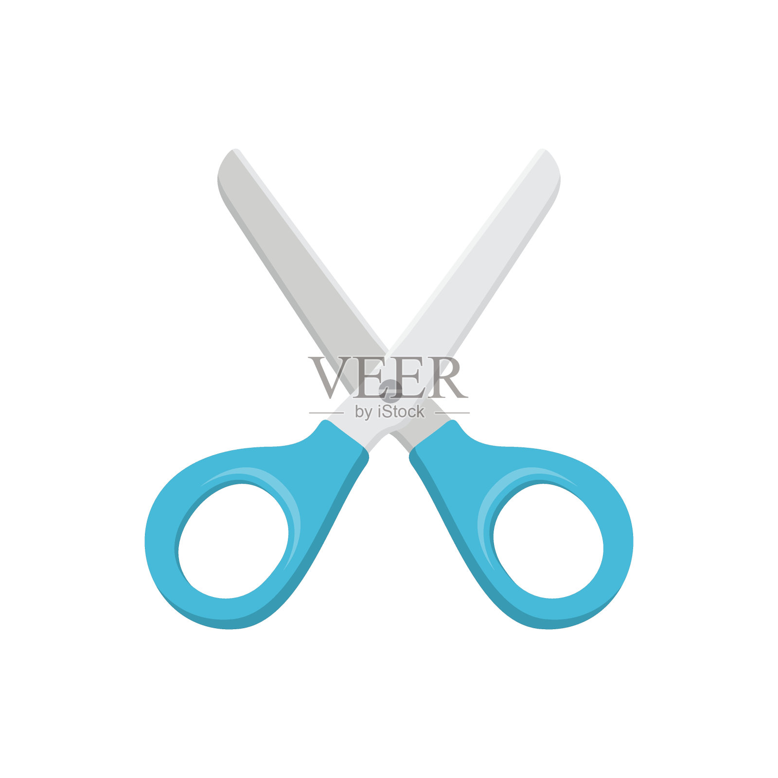 剪刀图标在平面样式。切割头发设备矢量插图孤立的背景。美发招牌经营理念。插画图片素材